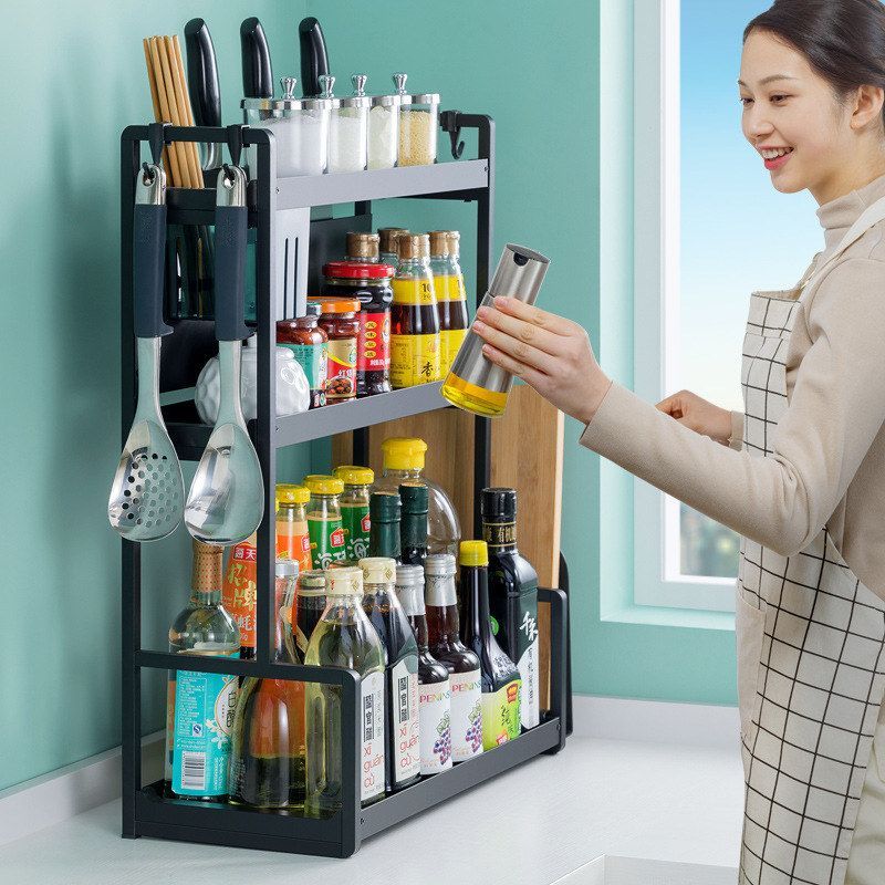 厨房置物架不锈钢架子家用双层