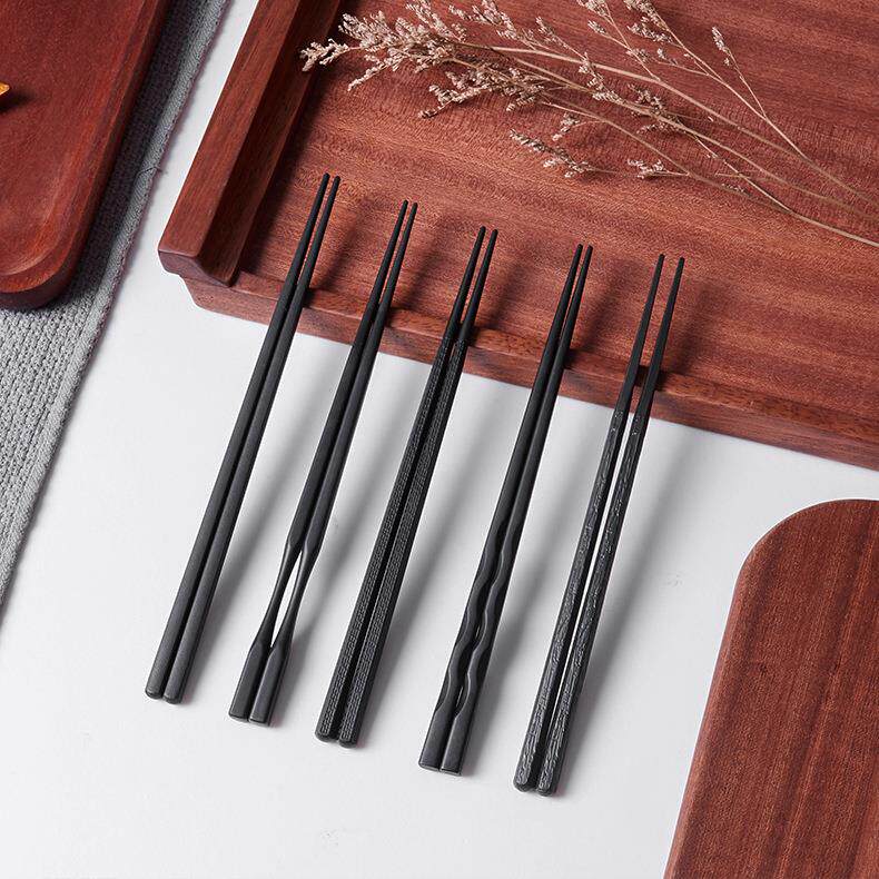 齐泉日式尖头筷子家用耐高温不易霉饭店料理寿司筷子十双装合金筷