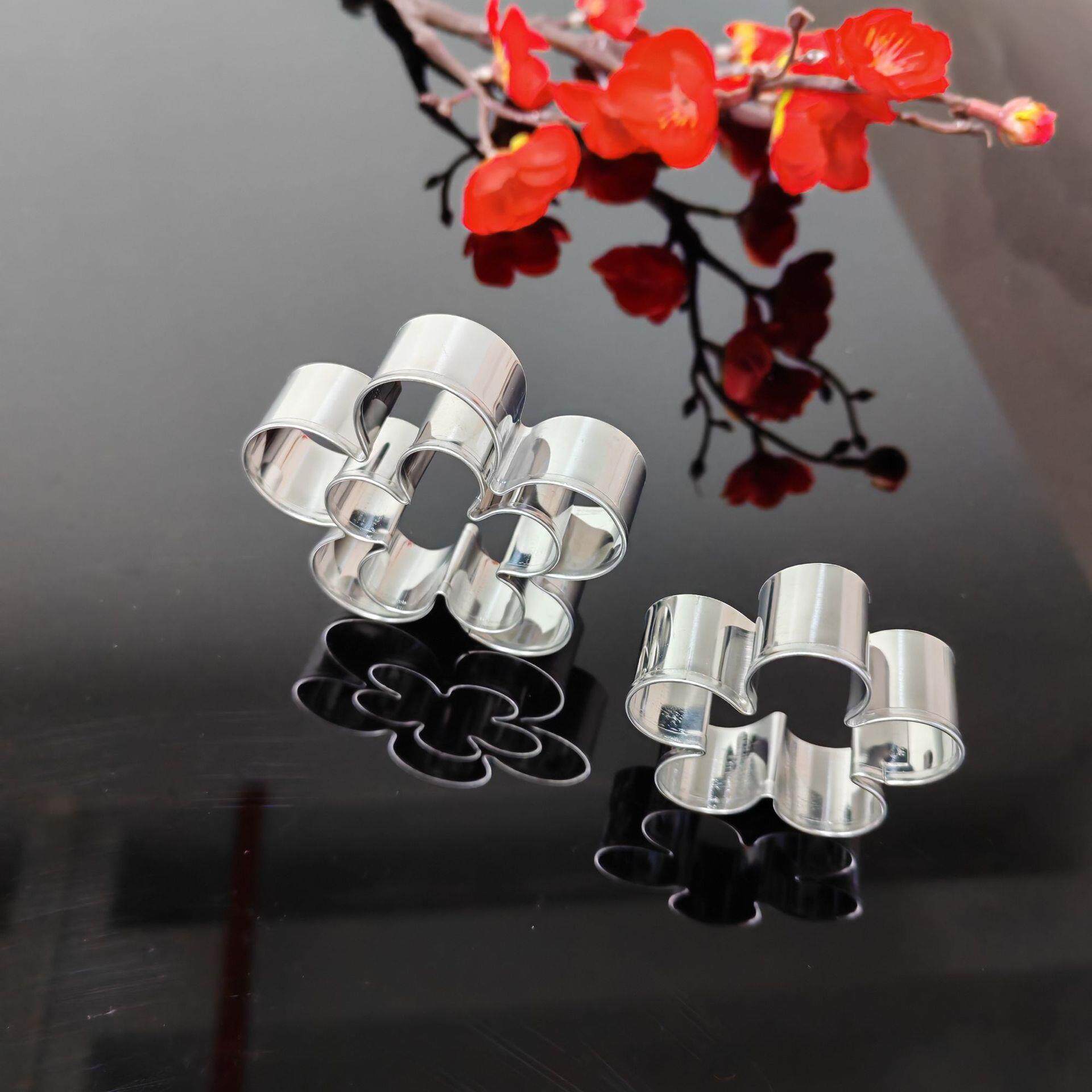 不锈钢英式糖花模具 梅花玫瑰花切模3件套 DIY翻糖蛋糕饼干切模