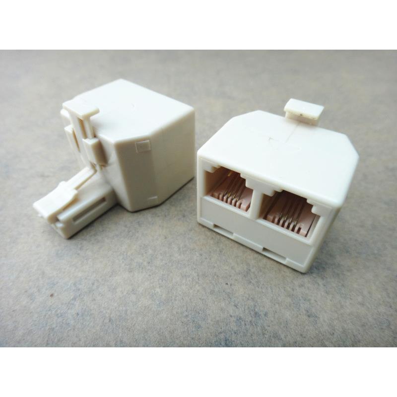 电话一分二牛角一转二分线盒 一拖二分线器 分配器 6P4C 四芯