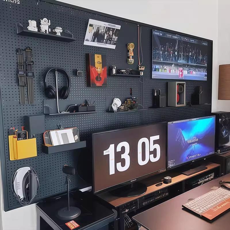 电竞洞洞板桌面置物架电竞房置物架收纳层板收纳洞洞板配件展示架