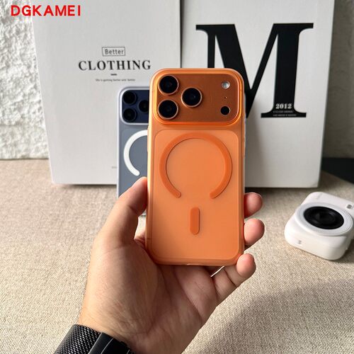 DGKAMEI适用于iPhone17Promax手机壳新款17橙色半透磨砂高级简约轻薄手感苹果17Pro防摔MagSafe磁吸保护套
