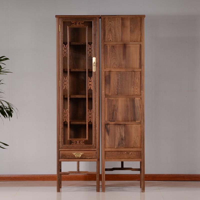 极速红木家具 鸡翅木酒柜隔断柜 仿古G原木玄关柜中式实木展示柜
