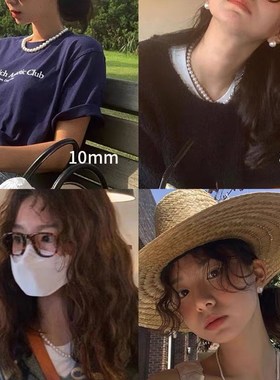 极速施家同款白色款 o贝珠项链 实物真的好看女款贝珠颈链项链妈