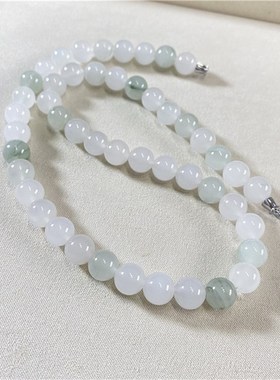 极速实物特别温润水透天然天山翠圆珠款项链 女S款玉石项链妈妈链