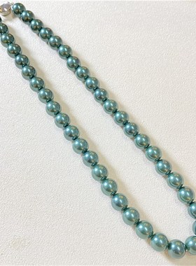 极速施家同款孔雀绿色款贝珠项链 实物H真的好看 女款贝珠颈链项