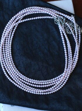 极速春季新品f天然淡水珍珠粉光小灯泡款珍珠项链 圆度好女款珍珠