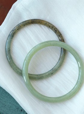 极速天然新疆料和田玉青花籽料叮当镯手镯 越养越U油女款玉镯饰品