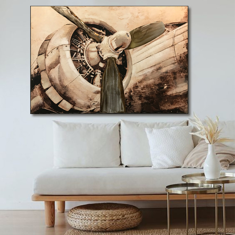 速发手绘油画立体墙画工业复古玄关装饰画客厅竖版走廊过道手工挂图片