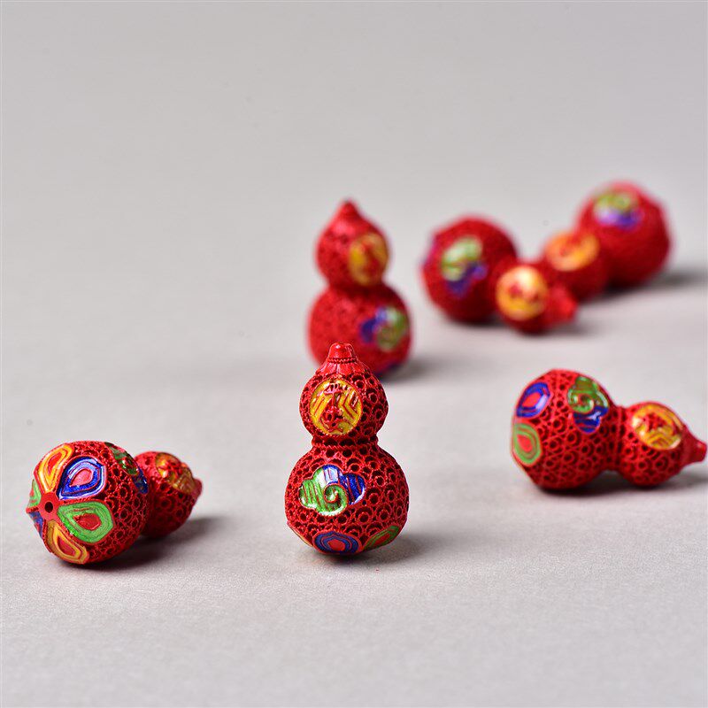 极速精品红砂原矿朱砂高含量彩A绘平安小葫芦配件DIY配件散珠
