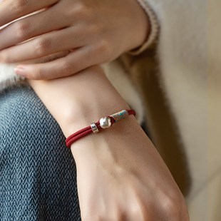 2024属龙年本命年红 男女新中式 极速柿柿如意纯银藏式 手链w款