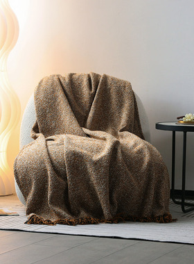 极速现代简约咖色床尾巾橙色x搭毯客厅沙发卧室床搭样板房间售楼