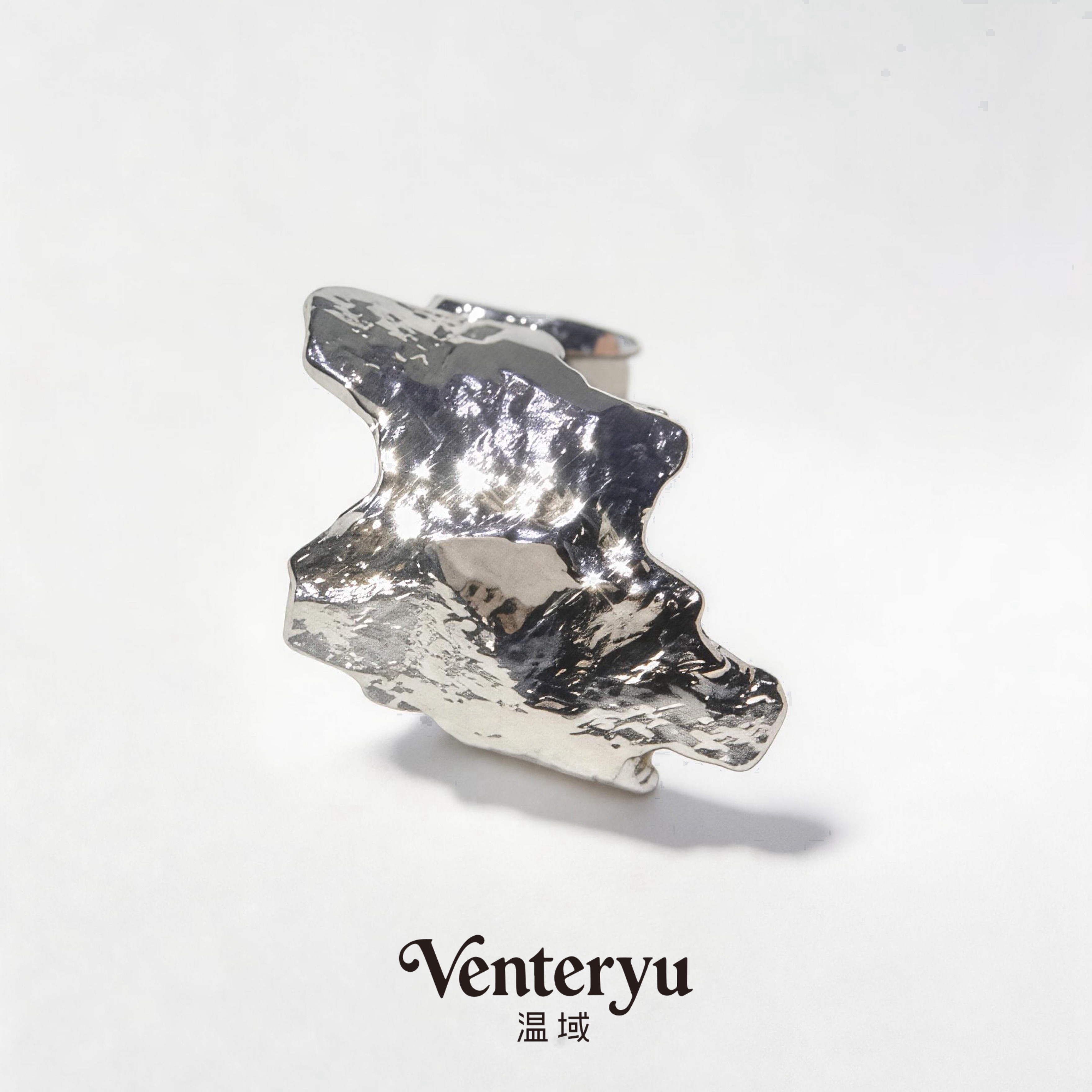 温域VENTERYU原创设计感不规则褶皱开口戒指男