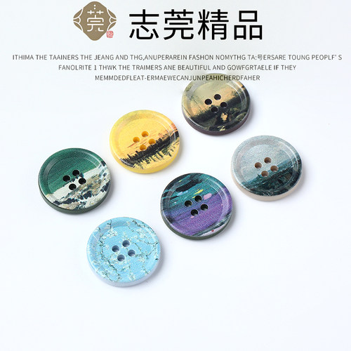 树脂圆形纽扣毛呢大衣