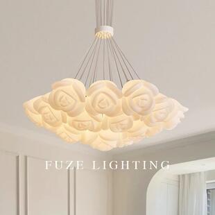 法式护眼吊灯客厅主灯奶油风灯具现代温馨主卧室灯玫瑰花餐厅灯饰
