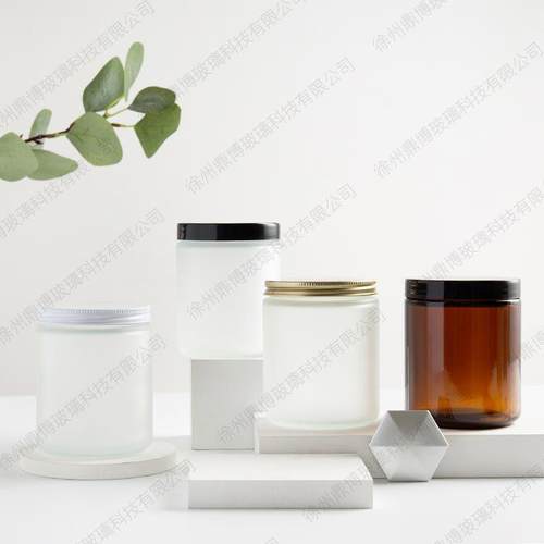 120ml透明玻璃膏霜罐棕色蜡烛杯直边罐250ml茶色香薰瓶蒙砂烛台