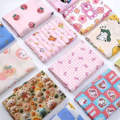 现货绵绸布料 卡通人造棉棉绸面料 宝宝夏季睡衣防蚊裤面料