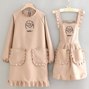 长袖 围裙罩衣工作上班印字画画厨房做饭成人耐磨防水透气 法式