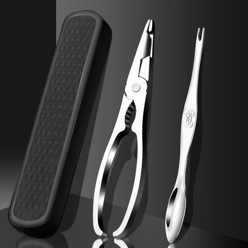 304不锈钢吃螃蟹工具蟹钳蟹针蟹八件大闸蟹套装吃蟹工具三件套