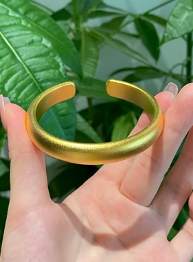 金包银磨砂面泥鳅背镶钻手镯简约大气送妈妈礼物来料可定制