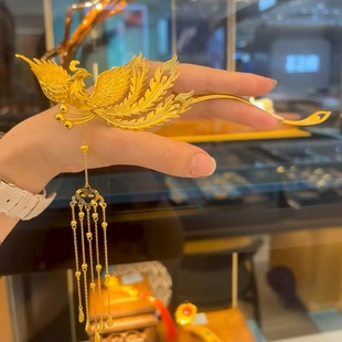 金包银凤凰凤簪发饰流苏簪子新娘头饰婚嫁系列来料可定制