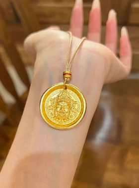 金包银黄财神圆牌吊坠男女同款精致百搭送节日礼物来料可定制