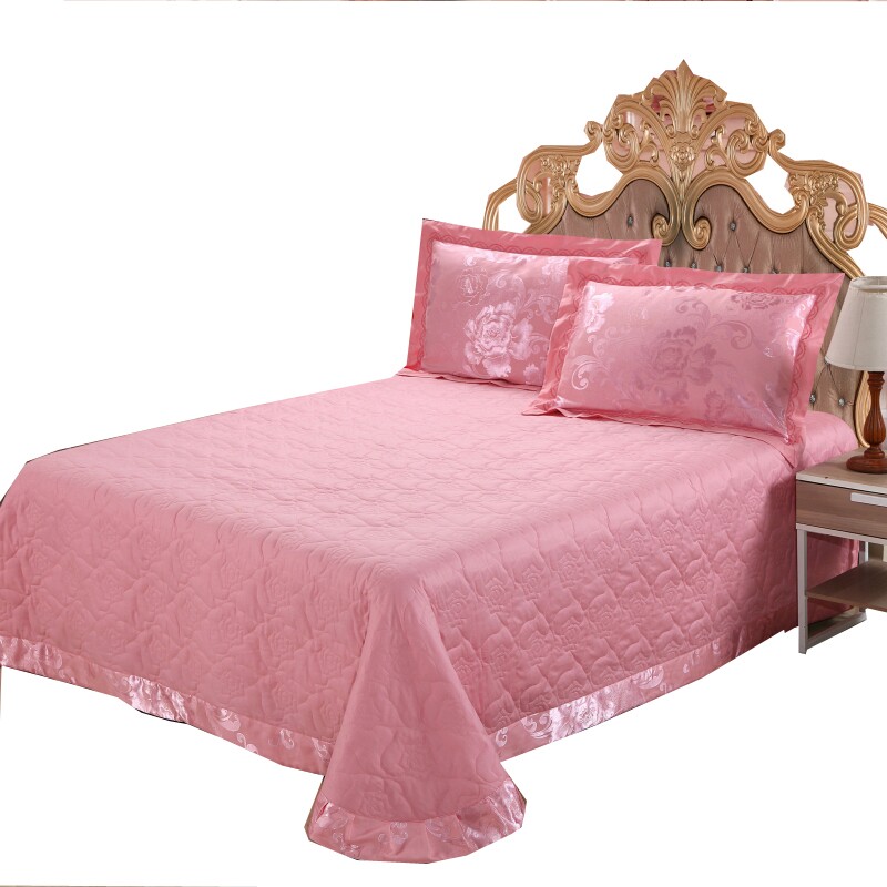 欧式床单床套纯棉绗缝夹棉婚庆红床盖单件全棉加厚床罩双人床床盖
