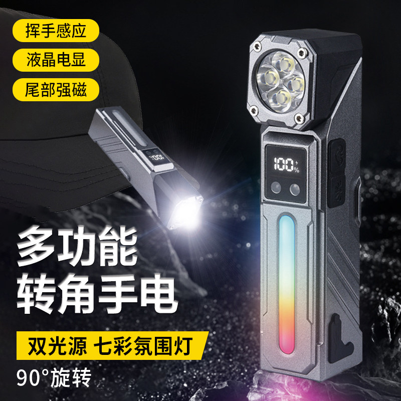 简虎感应强光手电筒磁吸充电头灯户外夜钓照明灯徒步登山超长续航