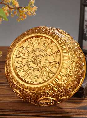 纯黄铜金蟾聚宝盆摆件 带盖子招财进宝客厅店铺装饰开业乔迁礼品