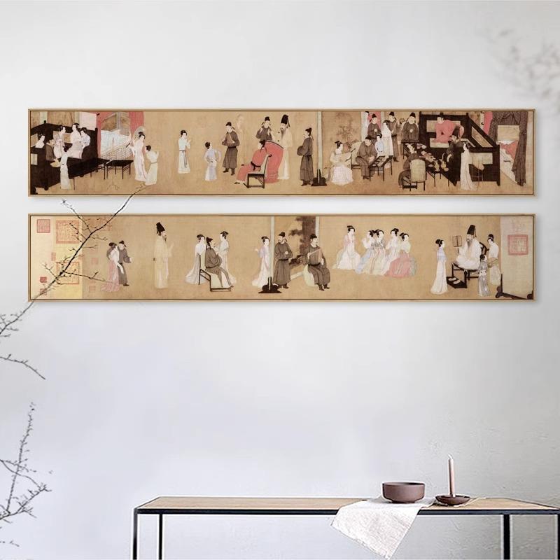 韩熙载夜宴图 复古风中式工笔国画古风装饰画新中式酒店茶室挂画
