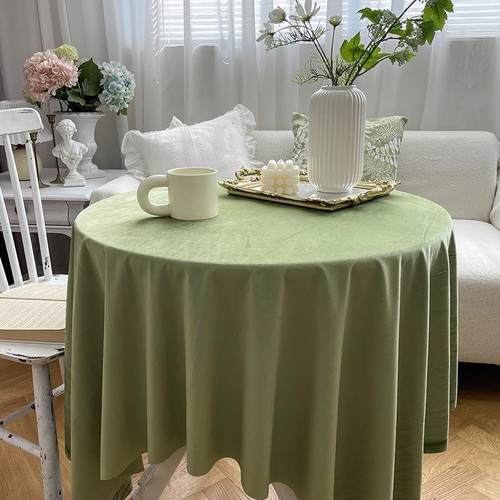 森系甜品台布牛油果绿摆台布茶歇桌布拍照布绿色高级感丝绒桌布