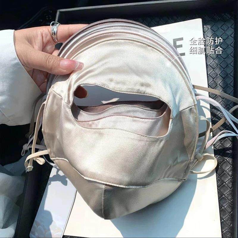 锦居良品精选新款缎面防晒面罩轻薄透气全脸遮阳冰丝防晒面罩脸基
