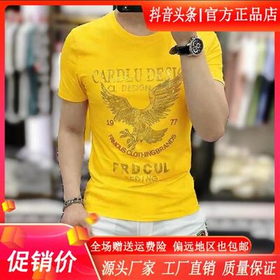 凯登鹿轻奢欧货圆领短袖T恤新款韩版2026夏季上衣潮流欧洲站潮牌