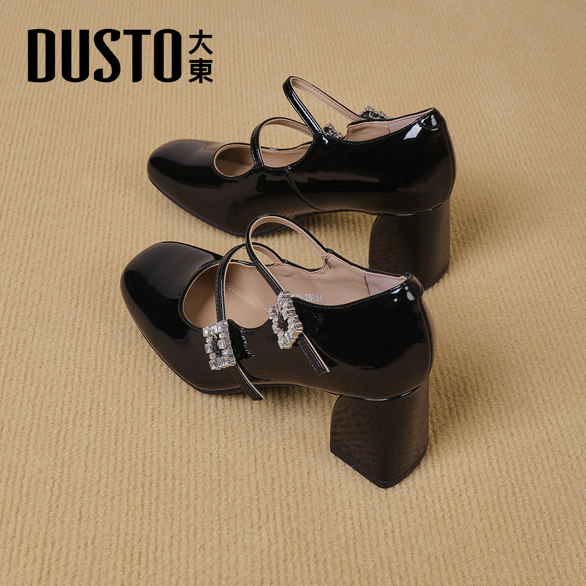 大东粗跟玛丽珍鞋女2025新款秋季粗跟配裙子不累脚黑色气质高跟鞋