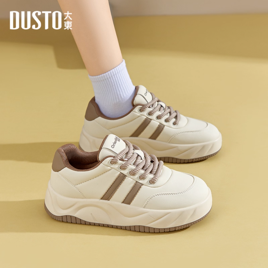 大东官方厚底休闲鞋女款2025新款冬季增高休闲鞋爆款小白鞋面包鞋