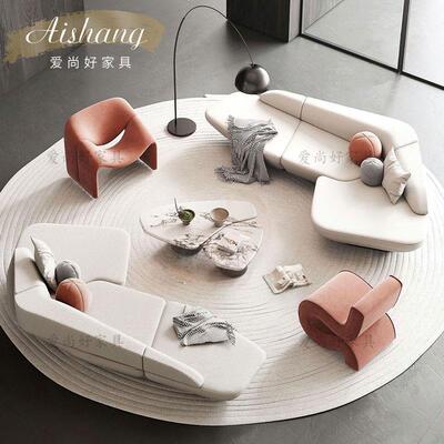 美容院酒店洽谈弧形沙发组合会所商务贵宾接待休息区办公会客卡座