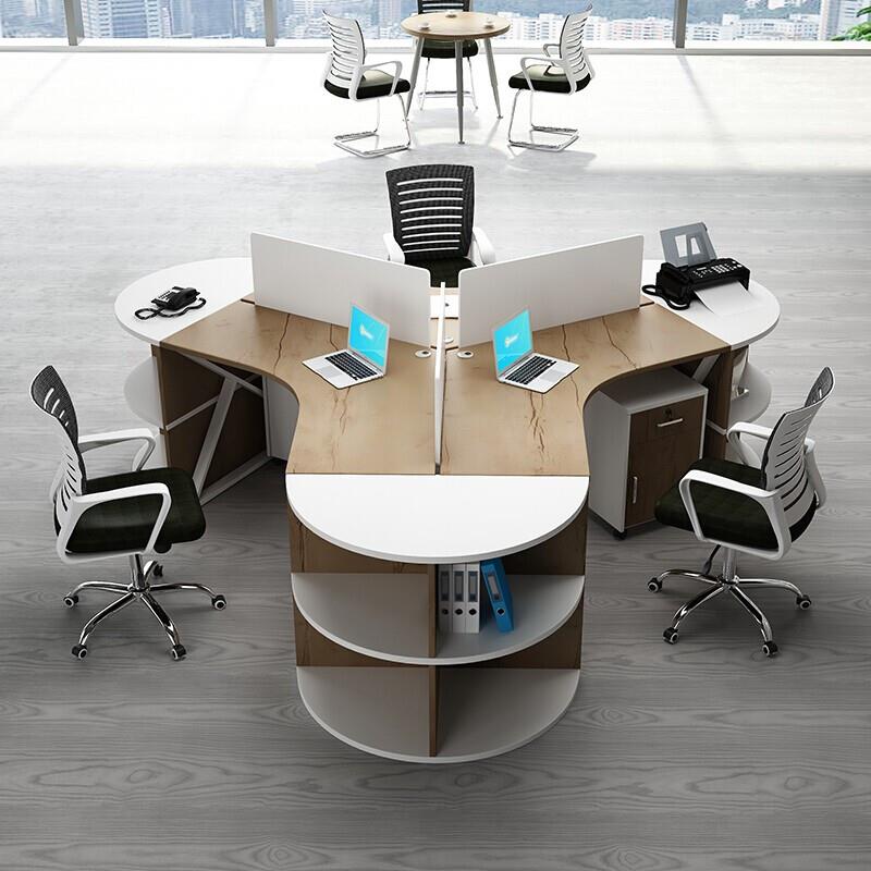 异形办公桌3/4/6/8人位创意职员桌办公室员工工位桌六人屏风卡座