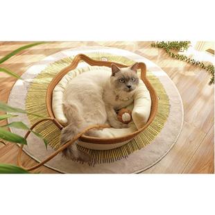 通用棉绳保暖可水洗拆洗耐磨耐抓一体睡觉宠物窝狗窝 藤编猫窝四季
