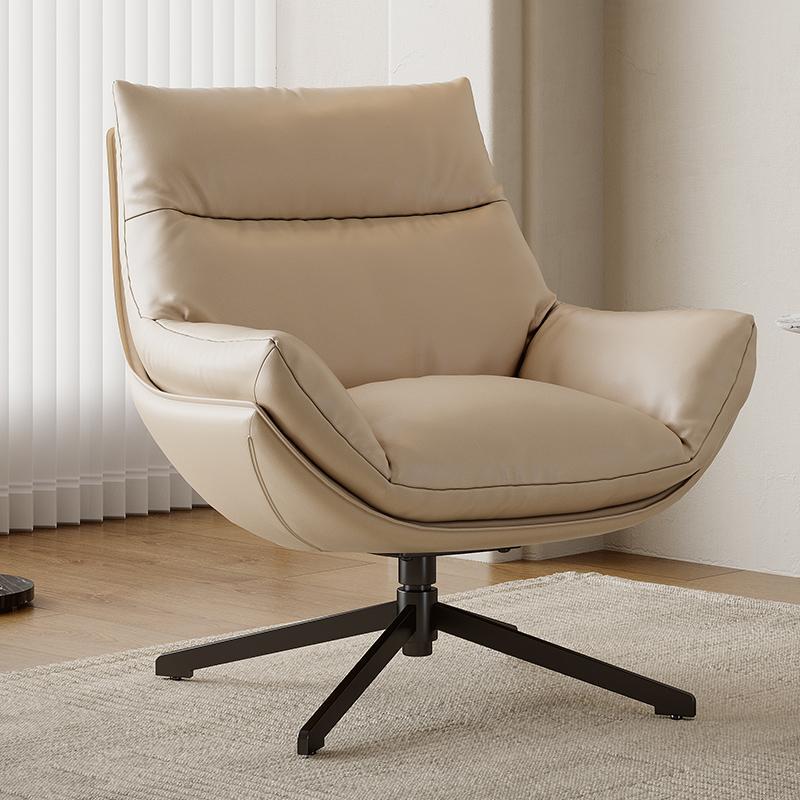 意式单人沙发椅客厅极简休闲椅皮质阳台懒人沙发躺椅旋转办公椅