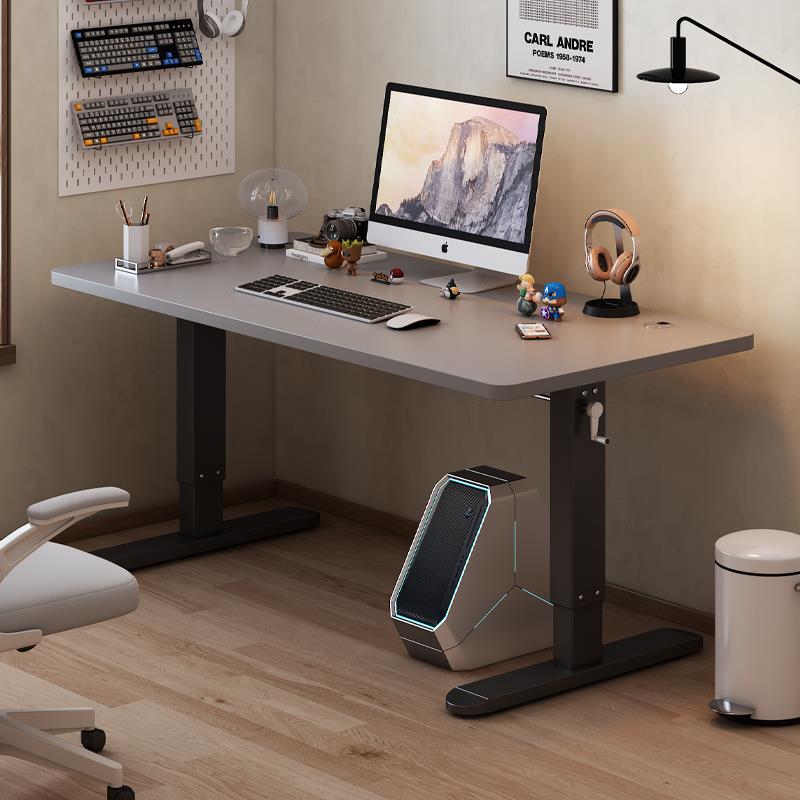 升降台式电脑桌学习桌夹臂显示器办公桌高矮可调桌子家用写字书桌