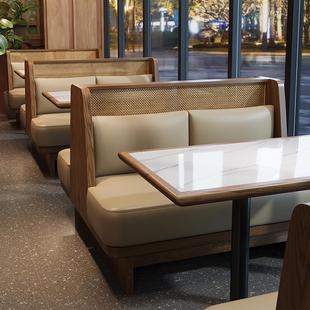 茶楼餐厅卡座沙发商用西餐厅咖啡厅餐饮火锅饭店桌椅组合靠墙定制