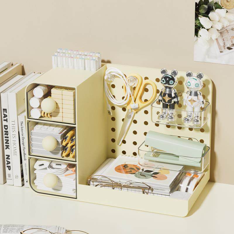 桌面洞洞板置物架多功能收纳盒学生书桌文具整理架办公桌收纳神器