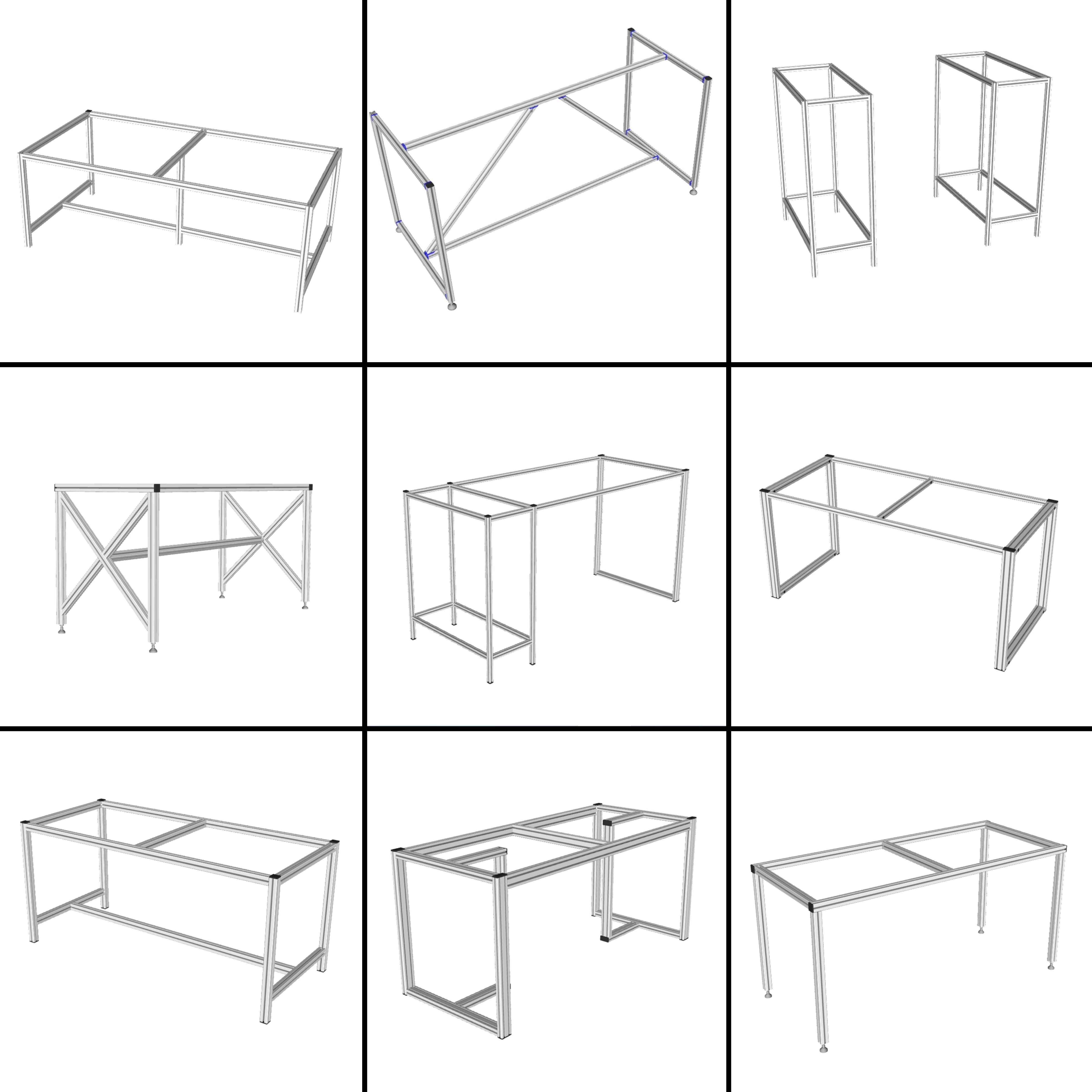 网红铝型材桌脚办公桌支架多功能置物架书桌腿书架铝合金架子定制