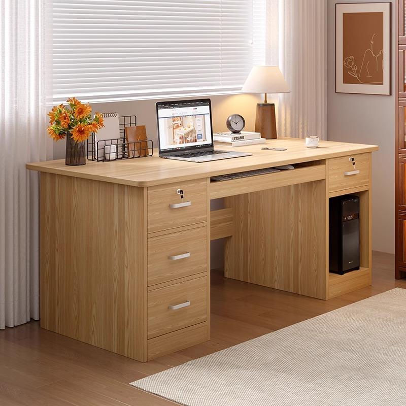 台式电脑桌家用书桌办公桌简约现代学生书桌卧室带锁办公室桌子