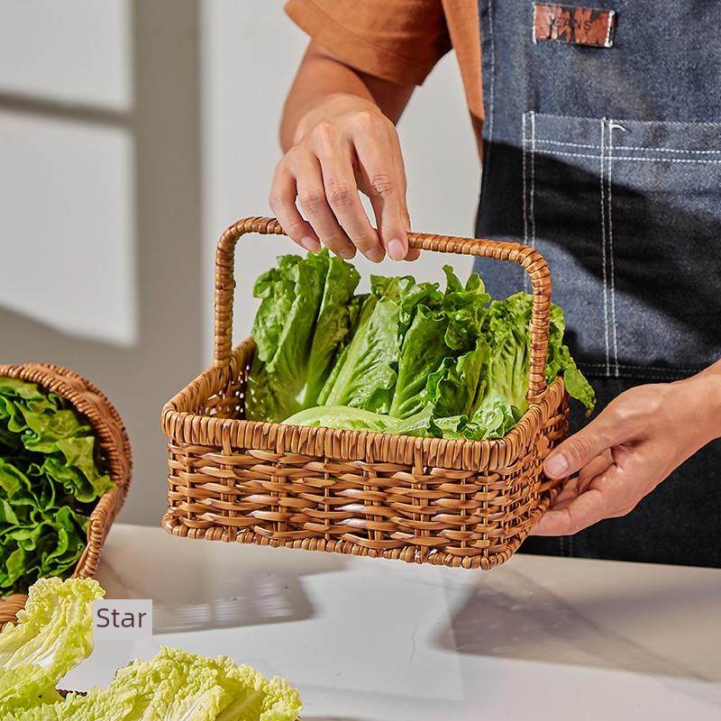 火锅店蔬菜拼盘菌菇配菜盘子手提编织篮野餐水果篮沥水藤编收纳筐,餐饮具,果盆/果盘/果篮,淘宝优惠券,粉丝福利购,淘宝优惠卷