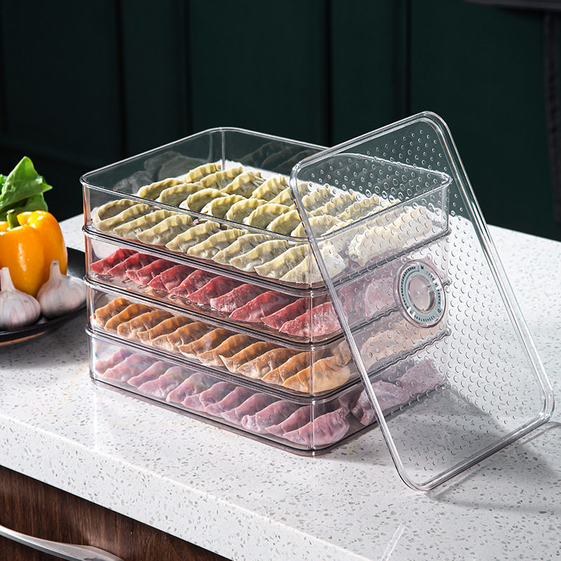 饺子盒冷冻盒 PET多层家用水饺馄饨保鲜盒大号厨房食品冰箱收纳盒