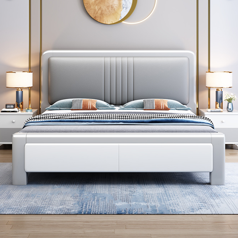 穗宝现代简约全实木床1米8双人家用软靠主卧室床1米5单人出租储物