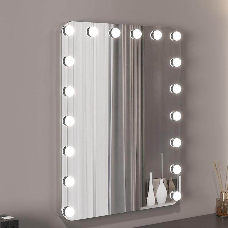 化妆台化妆镜带灯壁挂家用方形化妆镜挂墙式桌面智能led镜子ins风