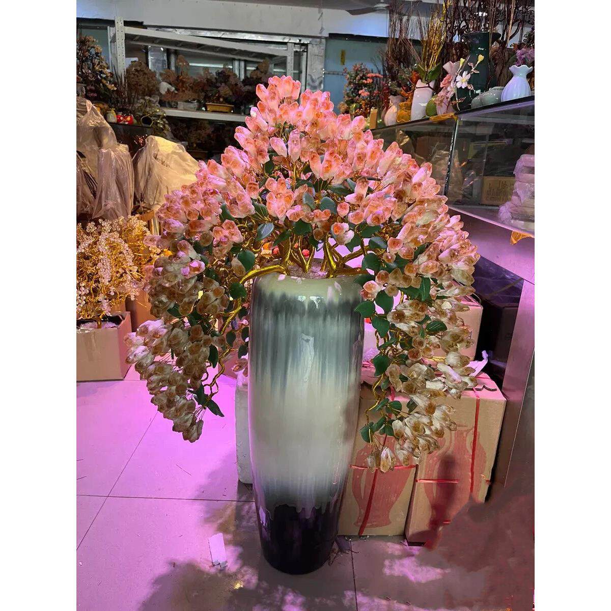 黄水晶发财树紫水晶摇钱树家居摆件客厅玄关酒柜店铺开业乔迁送礼