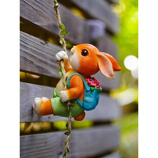 爬树兔在花园树墙上挂幼儿园庭院爬树户外管装饰花盆挂件装饰品